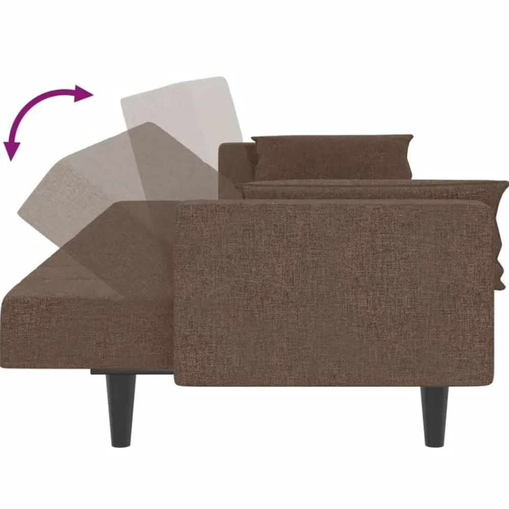 vidaXL Sofá cama de 2 plazas con dos almohadas tela gris taupe Taupé New