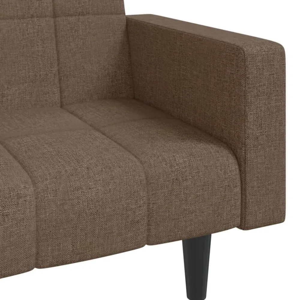 vidaXL Sofá cama de 2 plazas con dos almohadas tela gris taupe Taupé New