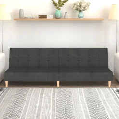 vidaXL Sofá cama de 2 plazas tela Gris oscuro Clearance