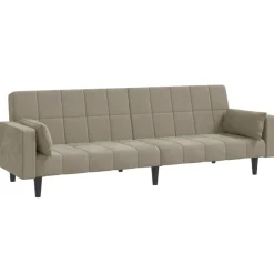 vidaXL Sofá cama de 2 plazas con dos almohadas terciopelo Gris claro