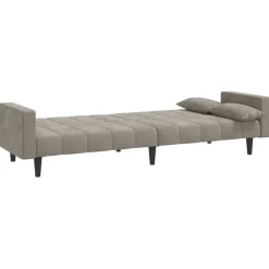 vidaXL Sofá cama de 2 plazas con dos almohadas terciopelo Gris claro