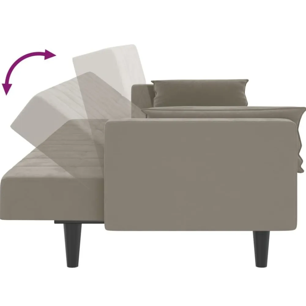 vidaXL Sofá cama de 2 plazas con dos almohadas terciopelo Gris claro