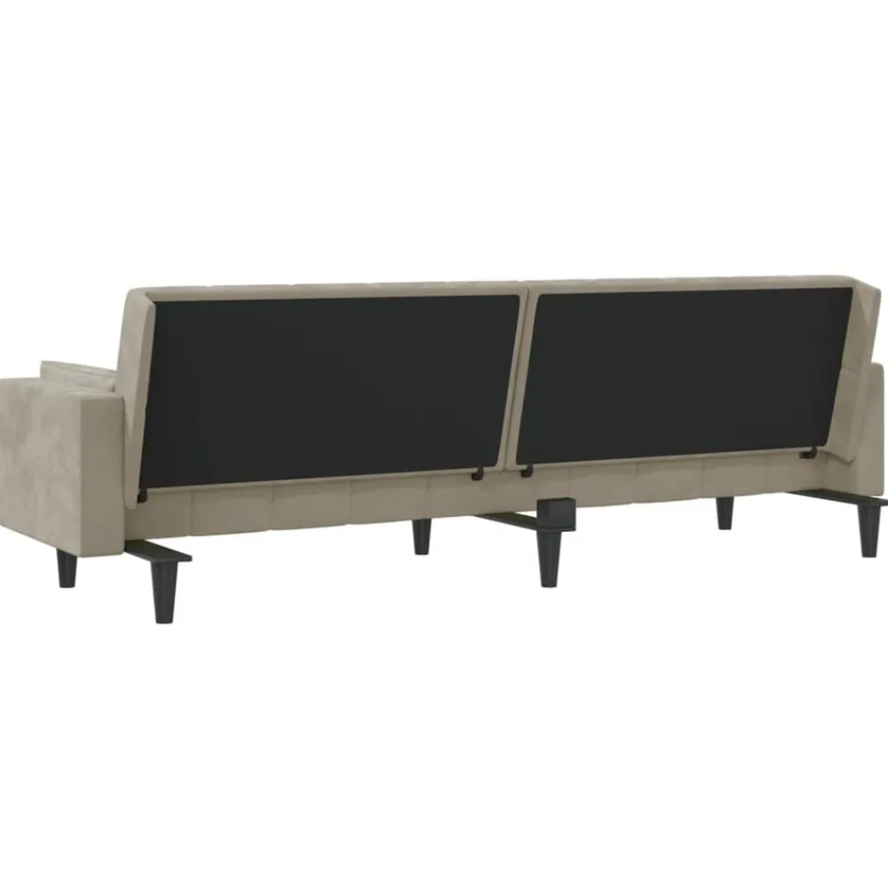 vidaXL Sofá cama de 2 plazas con dos almohadas terciopelo Gris claro