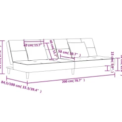 vidaXL Sofá cama de 2 plazas con dos almohadas terciopelo Rosa Clearance