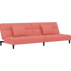 vidaXL Sofá cama de 2 plazas con dos almohadas terciopelo Rosa Clearance