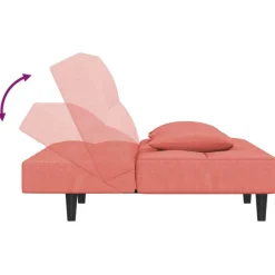 vidaXL Sofá cama de 2 plazas con dos almohadas terciopelo Rosa Clearance
