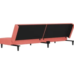 vidaXL Sofá cama de 2 plazas con dos almohadas terciopelo Rosa Clearance