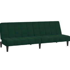 vidaXL Sofá cama de 2 plazas terciopelo Verde oscuro Clearance