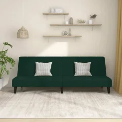 vidaXL Sofá cama de 2 plazas terciopelo Verde oscuro Clearance