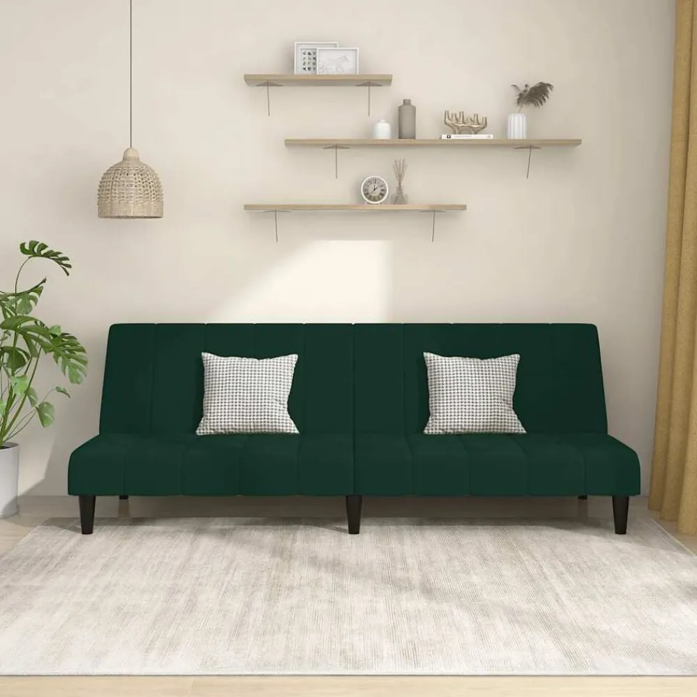 vidaXL Sofá cama de 2 plazas terciopelo Verde oscuro Clearance