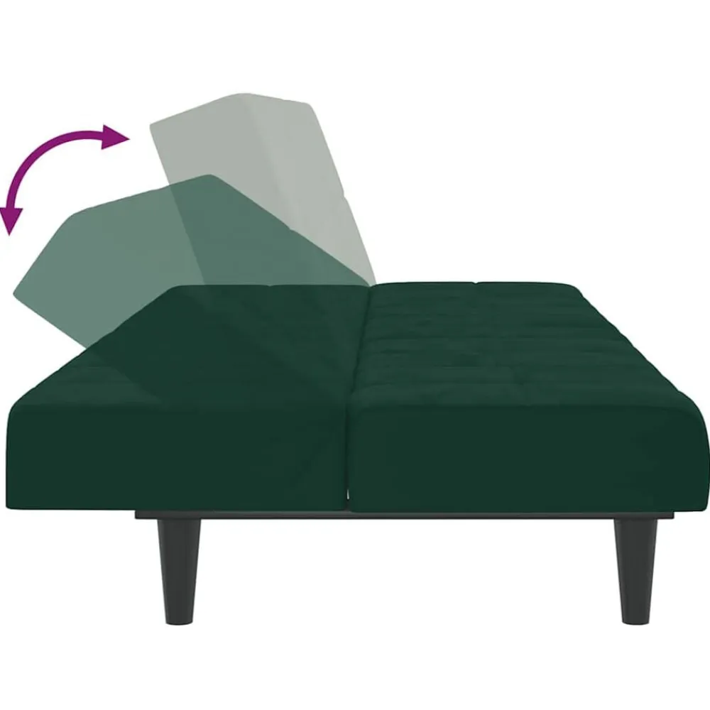 vidaXL Sofá cama de 2 plazas terciopelo Verde oscuro Clearance