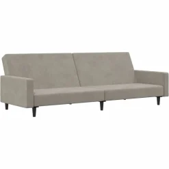 vidaXL Sofá cama de 2 plazas terciopelo Gris claro Discount