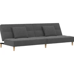 vidaXL Sofá cama de 2 plazas con dos almohadas tela Gris claro