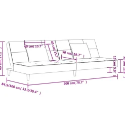 vidaXL Sofá cama de 2 plazas con dos almohadas tela Gris claro