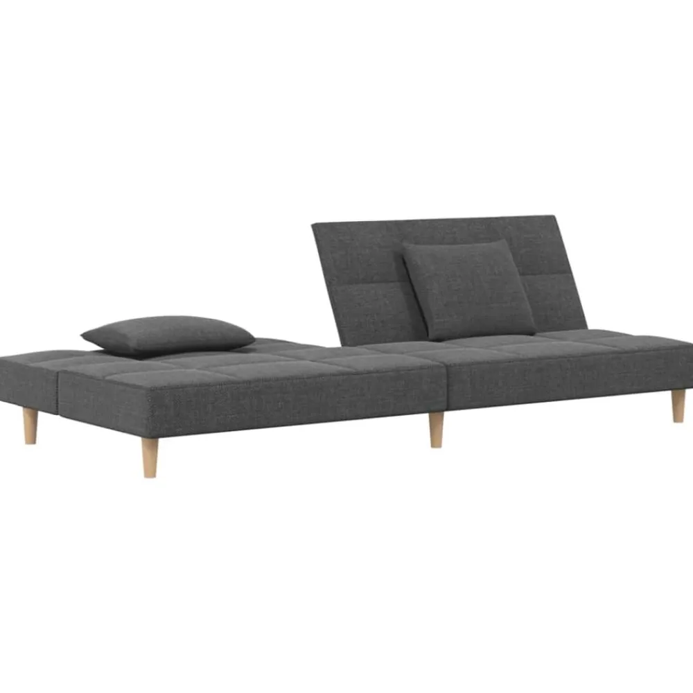 vidaXL Sofá cama de 2 plazas con dos almohadas tela Gris claro