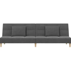 vidaXL Sofá cama de 2 plazas con dos almohadas tela Gris claro