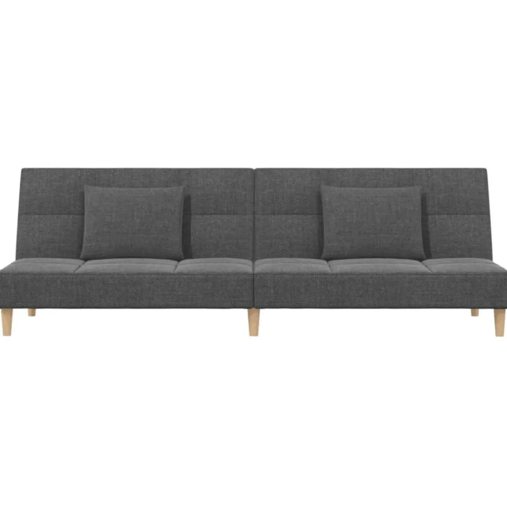 vidaXL Sofá cama de 2 plazas con dos almohadas tela Gris claro