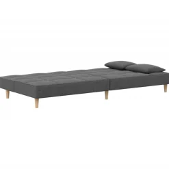 vidaXL Sofá cama de 2 plazas con dos almohadas tela Gris claro