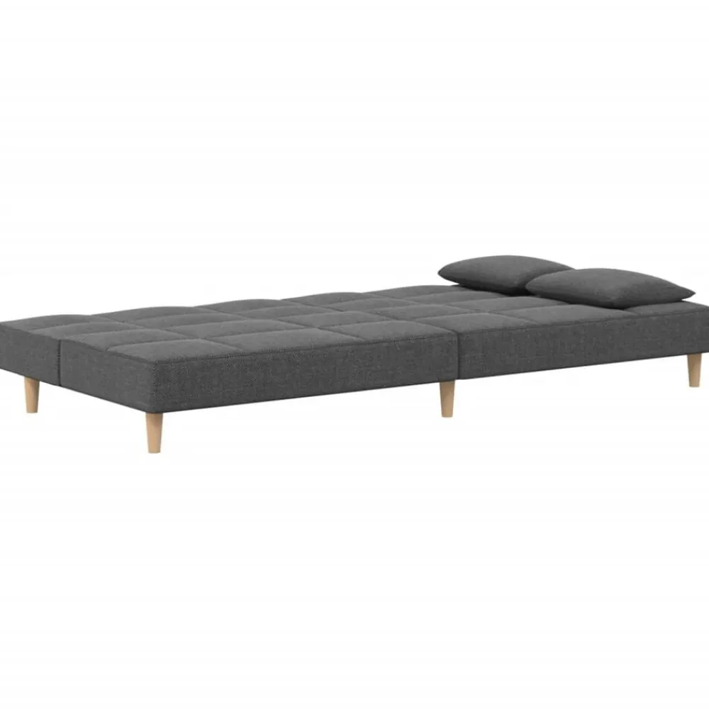vidaXL Sofá cama de 2 plazas con dos almohadas tela Gris claro