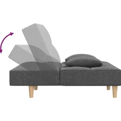 vidaXL Sofá cama de 2 plazas con dos almohadas tela Gris claro