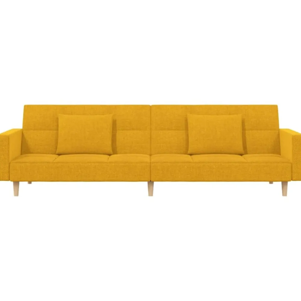 vidaXL Sofá cama de 2 plazas con dos almohadas tela color Amarillo Sale