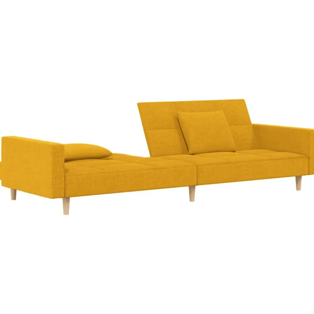 vidaXL Sofá cama de 2 plazas con dos almohadas tela color Amarillo Sale