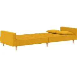 vidaXL Sofá cama de 2 plazas con dos almohadas tela color Amarillo Sale