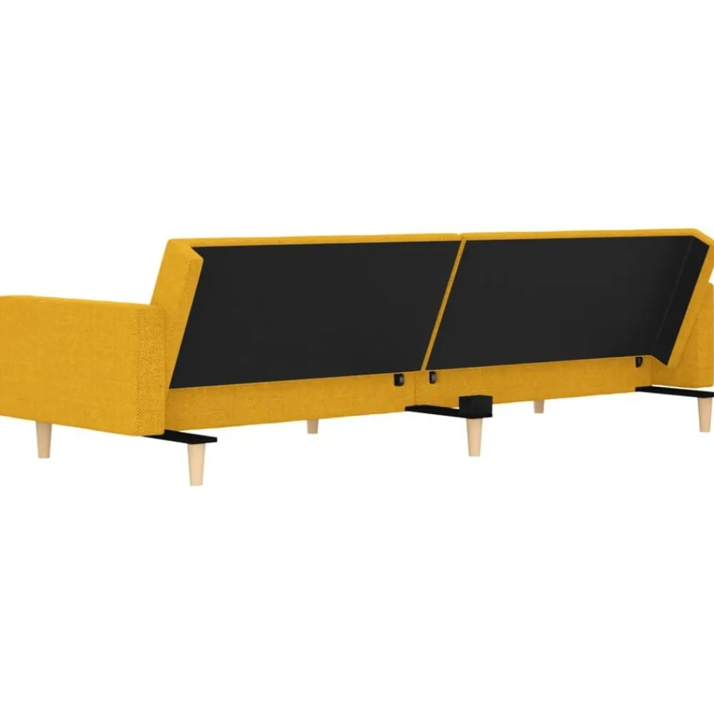 vidaXL Sofá cama de 2 plazas con dos almohadas tela color Amarillo Sale
