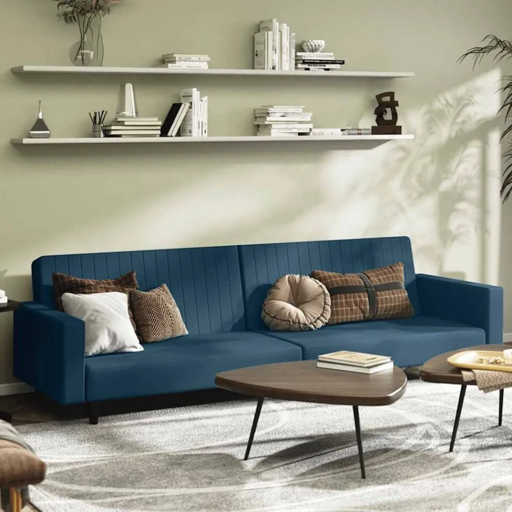 vidaXL Sofá cama de 2 plazas terciopelo Azul Online