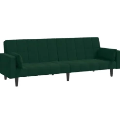 vidaXL Sofás-Sofá cama de 2 plazas con dos almohadas terciopelo