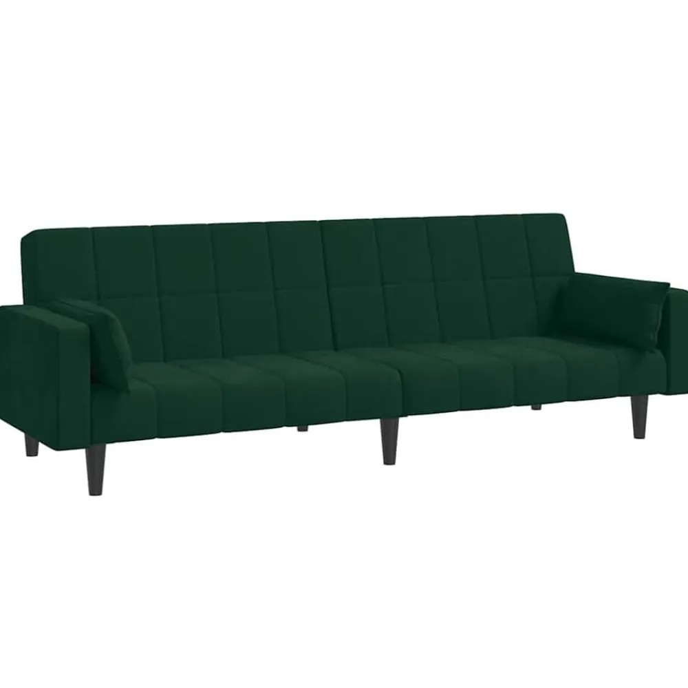 vidaXL Sofás-Sofá cama de 2 plazas con dos almohadas terciopelo