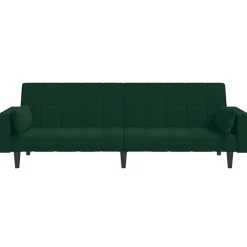 vidaXL Sofás-Sofá cama de 2 plazas con dos almohadas terciopelo