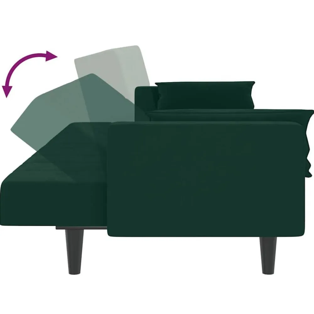 vidaXL Sofás-Sofá cama de 2 plazas con dos almohadas terciopelo