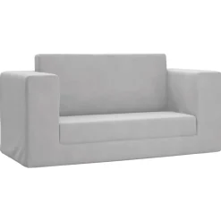 vidaXL Sofá cama de niños 2 plazas felpa suave Gris claro New