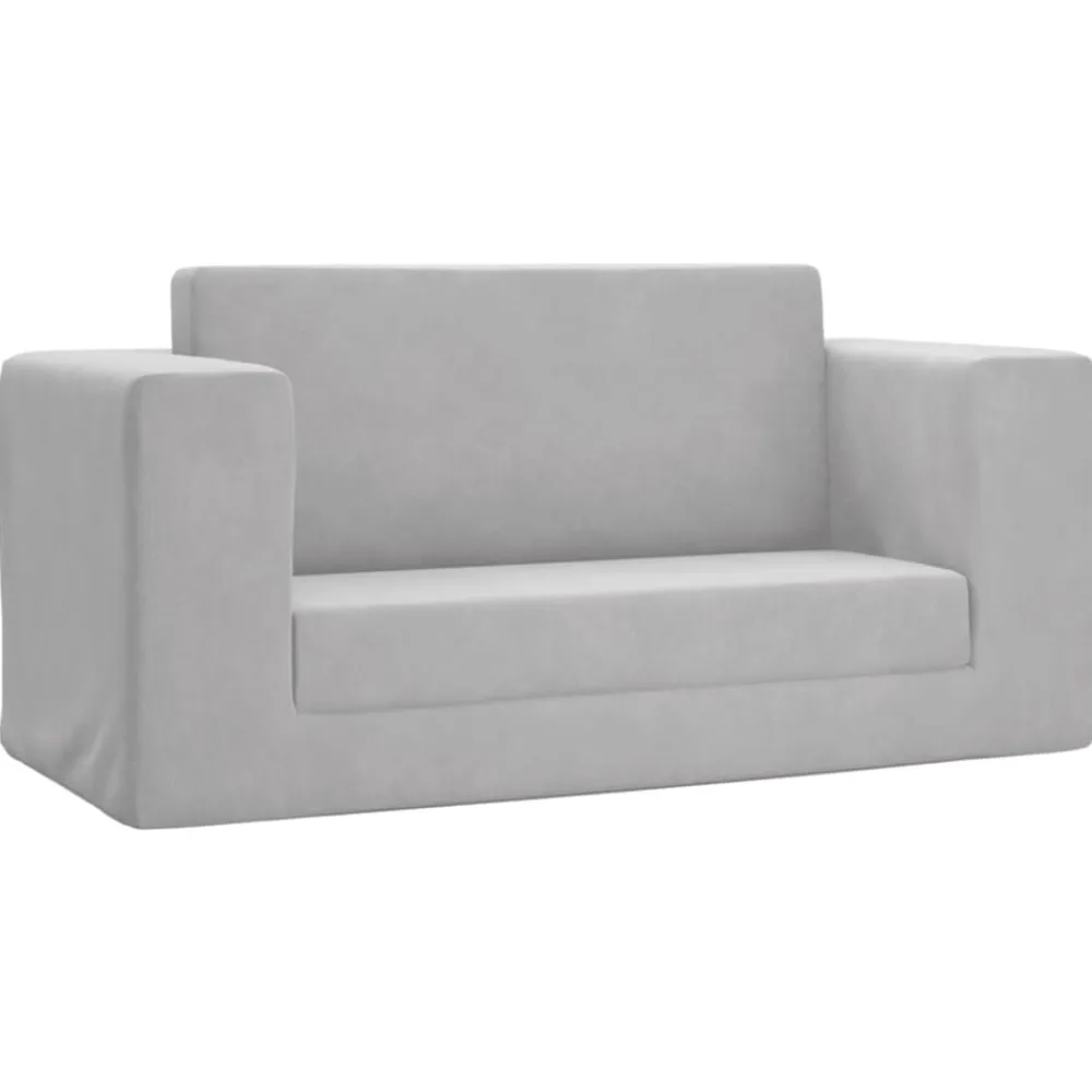 vidaXL Sofá cama de niños 2 plazas felpa suave Gris claro New