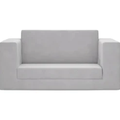 vidaXL Sofá cama de niños 2 plazas felpa suave Gris claro New