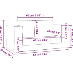 vidaXL Sofá cama de niños 2 plazas felpa suave Gris claro New