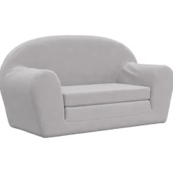 vidaXL Sofá cama de niños 2 plazas felpa suave Gris claro Best