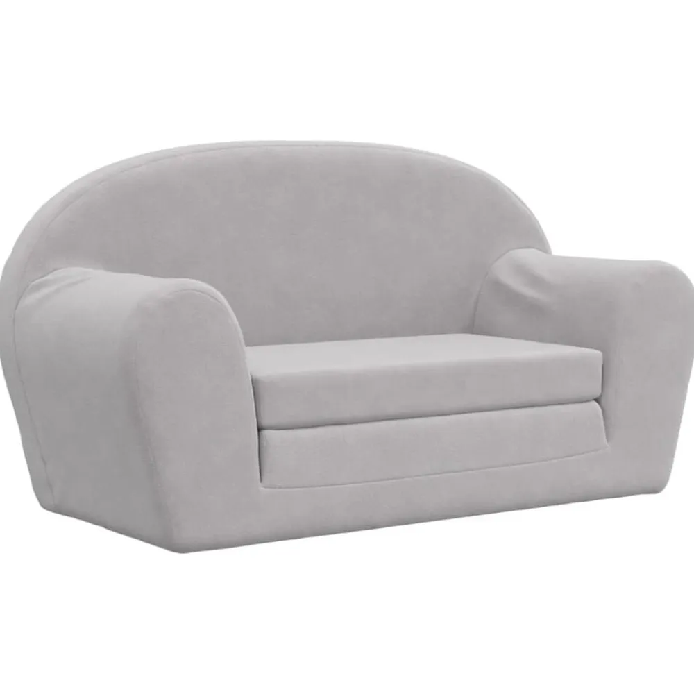 vidaXL Sofá cama de niños 2 plazas felpa suave Gris claro Best