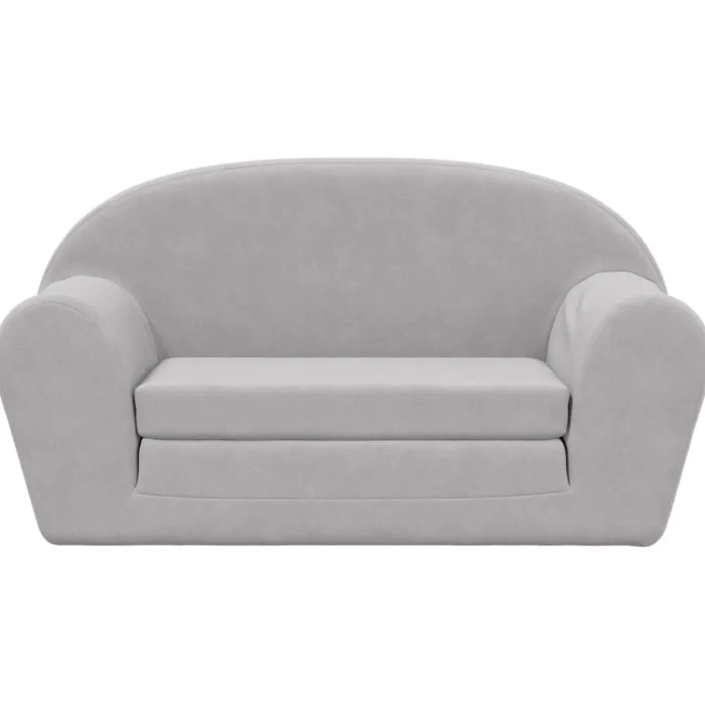 vidaXL Sofá cama de niños 2 plazas felpa suave Gris claro Best
