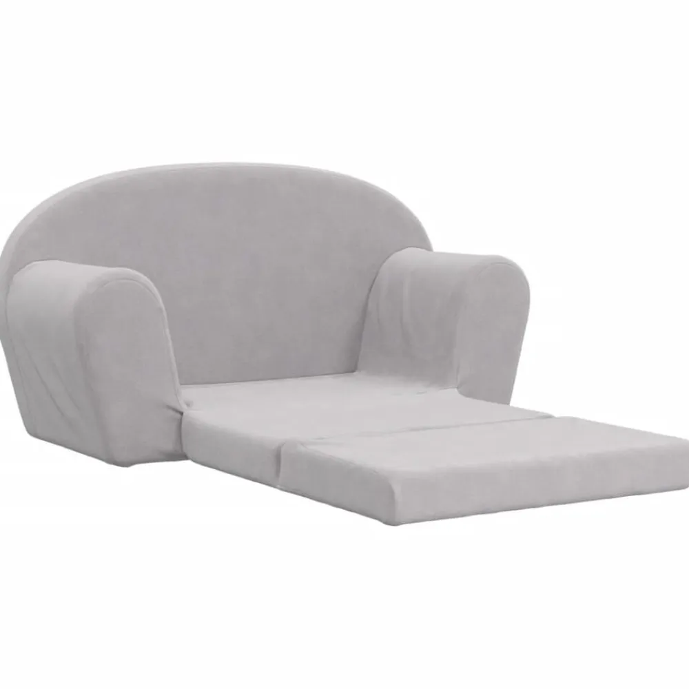 vidaXL Sofá cama de niños 2 plazas felpa suave Gris claro Best