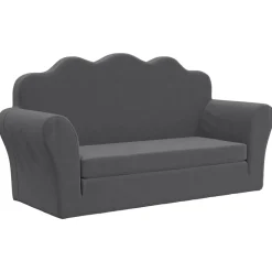 Niños vidaXL Mobiliario Para Bebés Y Niños Pequeños-Sofá cama de niños 2 plazas felpa suave gris