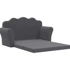 Niños vidaXL Mobiliario Para Bebés Y Niños Pequeños-Sofá cama de niños 2 plazas felpa suave gris