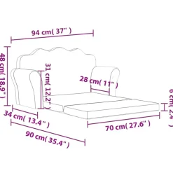 Niños vidaXL Mobiliario Para Bebés Y Niños Pequeños-Sofá cama de niños 2 plazas felpa suave gris