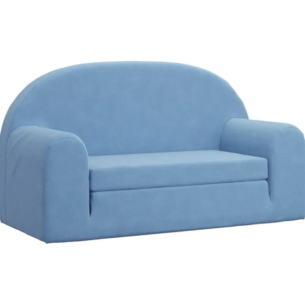 vidaXL Sofá cama de niños 2 plazas felpa suave Azul Best
