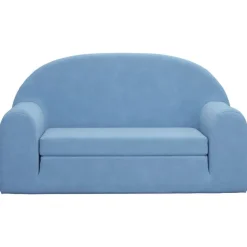 vidaXL Sofá cama de niños 2 plazas felpa suave Azul Best