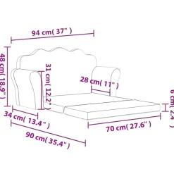 vidaXL Sofá cama de niños 2 plazas felpa suave Azul Best