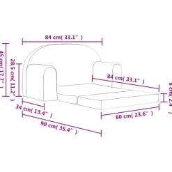 Niños vidaXL Mobiliario Para Bebés Y Niños Pequeños-Sofá cama de niños 2 plazas felpa suave