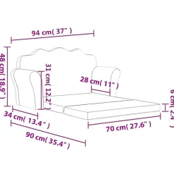 Niños vidaXL Mobiliario Para Bebés Y Niños Pequeños-Sofá cama de niños 2 plazas felpa suave