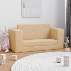 Niños vidaXL Mobiliario Para Bebés Y Niños Pequeños-Sofá cama de niños 2 plazas felpa suave